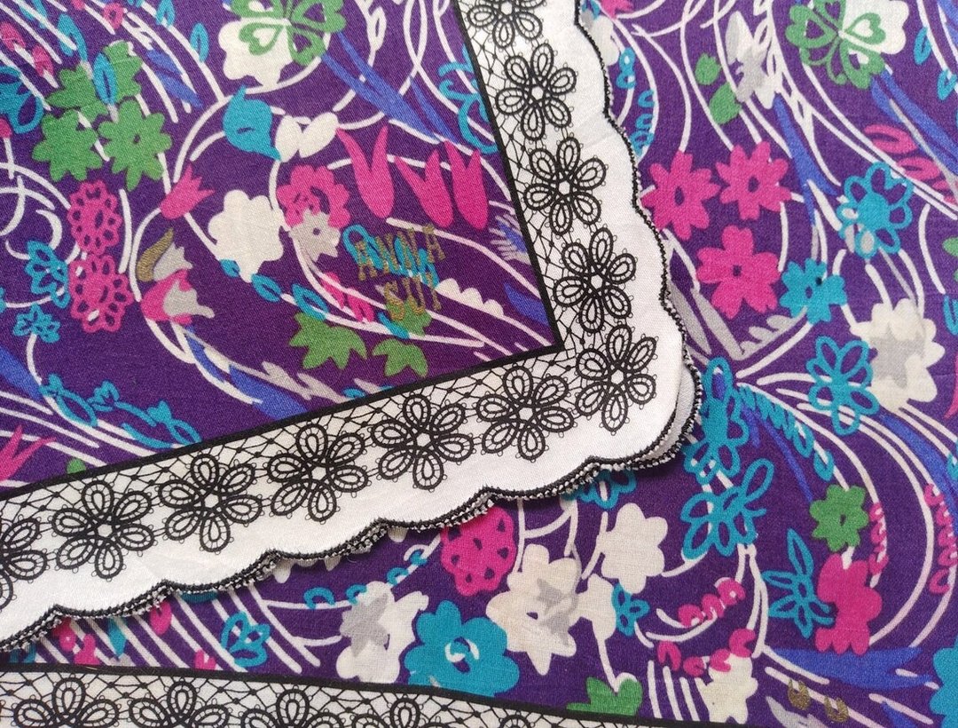 Anna Sui Women Handkerchief 19.5 x 19.5 inches - 手帕/方巾 - 棉 紫色
