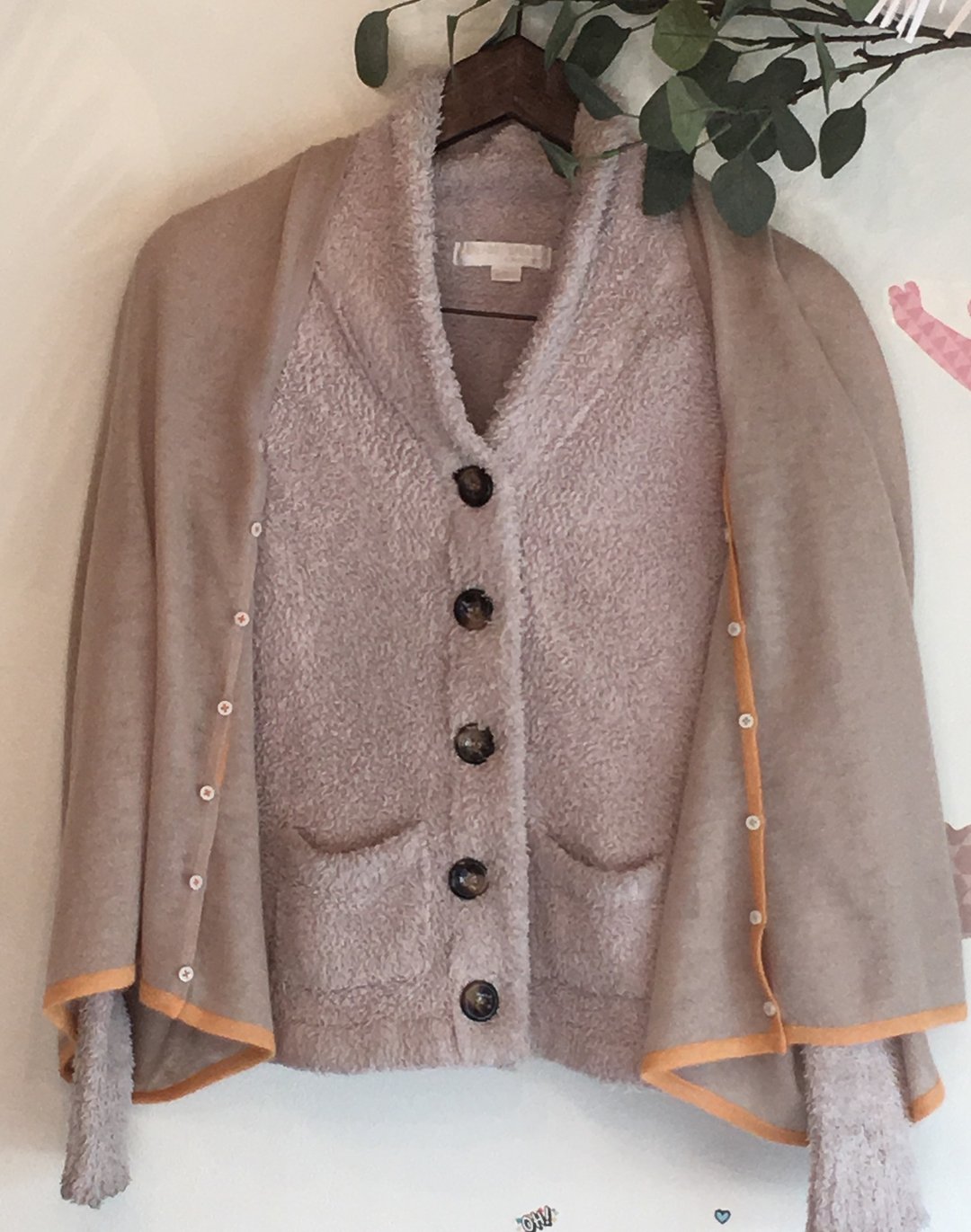 100% CASHMERE 3WAY(Cardigan,Poncho,shawl) SHAWL - 丝巾 - 其他材质 卡其色