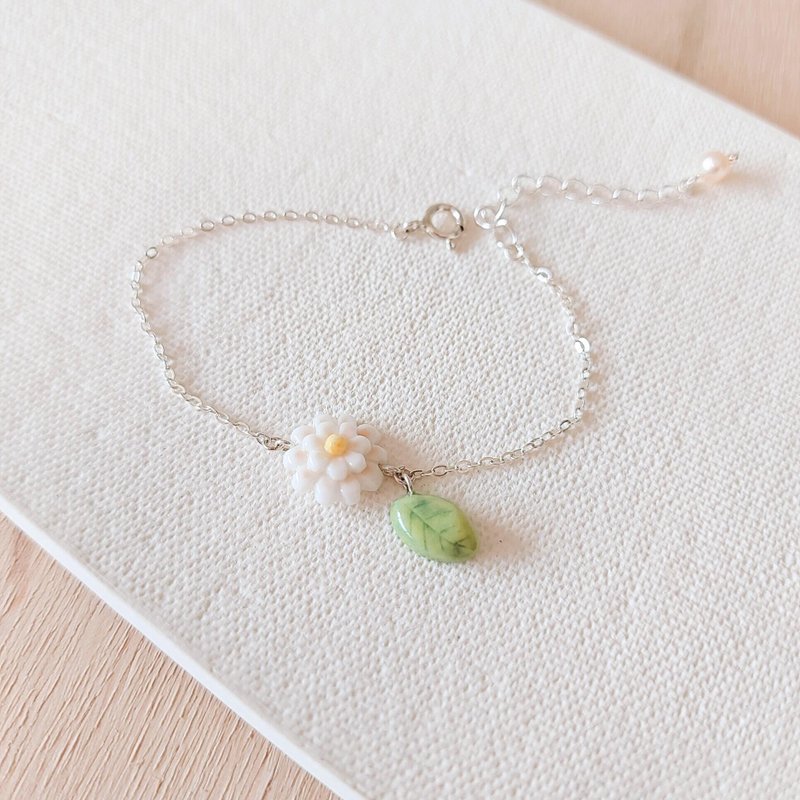 【花语系列】百日菊手链 • Goodness //925纯银 - 手链/手环 - 瓷 白色