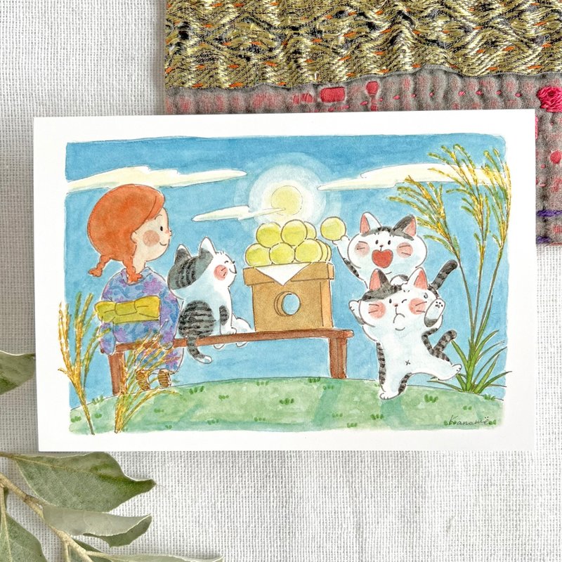 【Pinkoi 独家预购】明信片 - 赏月猫咪 - 卡片/明信片 - 纸 多色