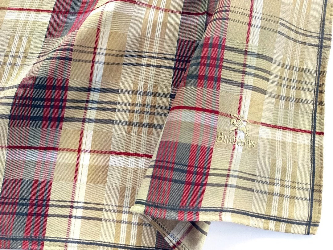 Burberry 复古手帕 格纹 红色 棕色 礼物 18.5 x 18.5 英寸 - 手帕/方巾 - 棉．麻 卡其色