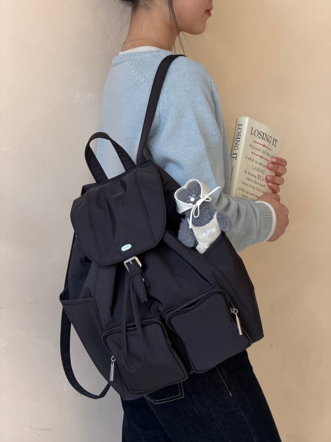 韩国 The Ally | Elio Backpack 엘리오 백팩 | 韩系实用后背包 - 后背包/双肩包 - 尼龙 卡其色