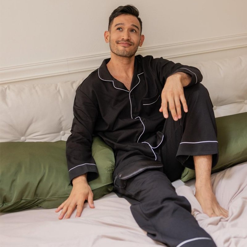 低饱和色调纯棉家居服套装-黑 - 居家服/睡衣 - 其他材质 黑色