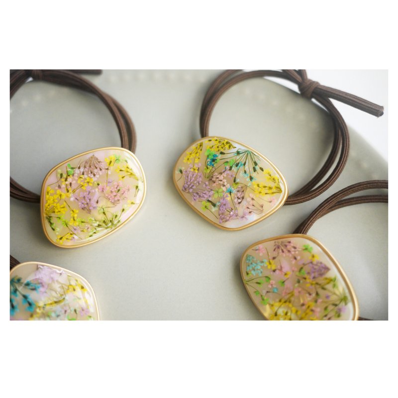 彩色花园发绳 | 真花树脂发饰 | 发圈 | hair tie/elastic - 发饰 - 其他材质 多色