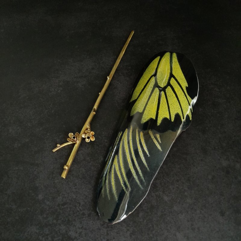 手制珐琅茶则茶针组【立秋-林境芳踪】#黄翅 - 茶具/茶杯 - 铜/黄铜 多色