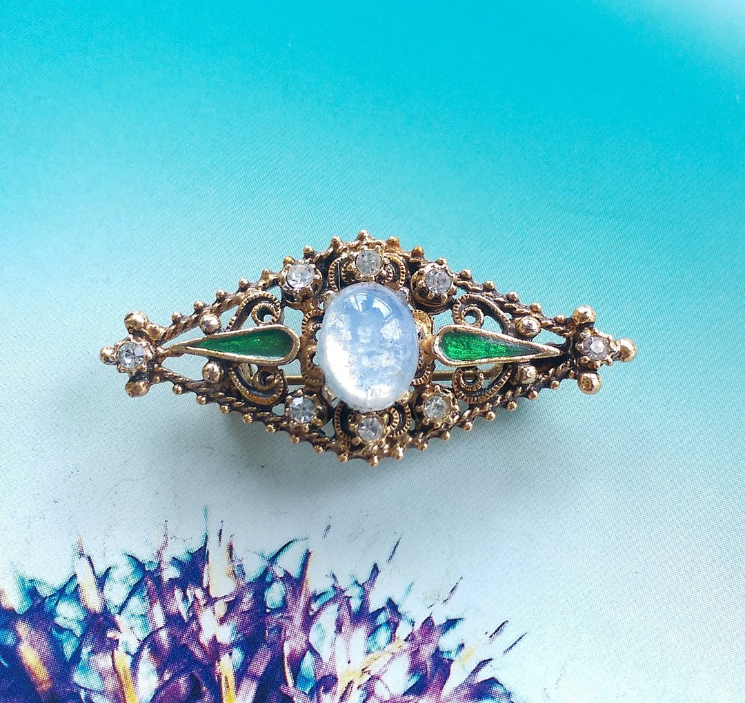 Vintage Jewelry 西洋古董饰品 FLORENZA Moonlight 唯美 别针 - 徽章/别针 - 其他金属 金色