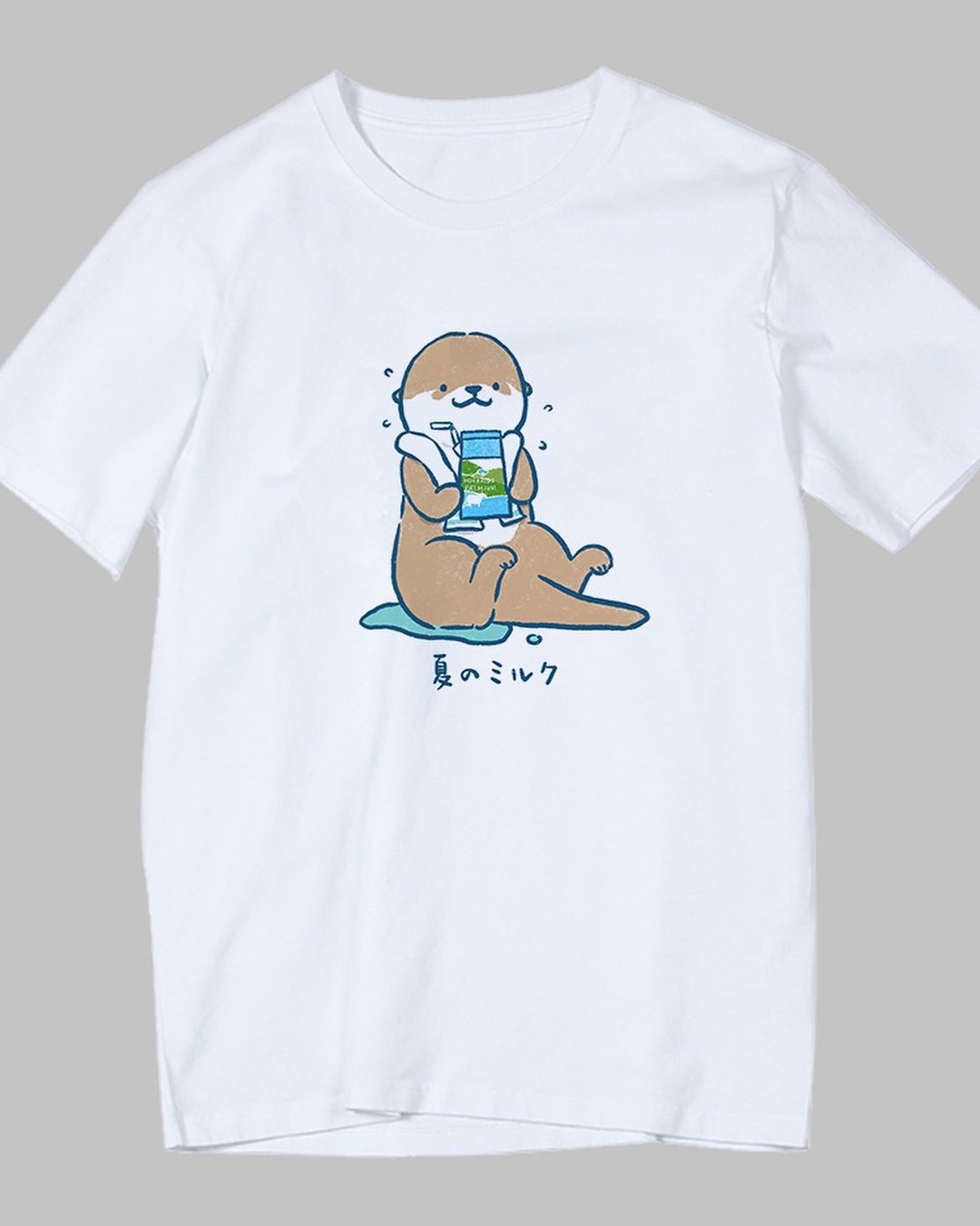 Shine原创可爱水獭插画夏日限定图案TEE - 中性连帽卫衣/T 恤 - 棉 