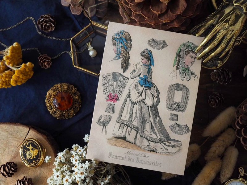 法国仕女服装图鉴系列 复刻版明信片 P款 - 卡片/明信片 - 纸 