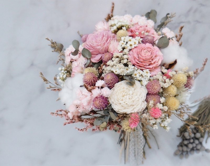 麋花Amor Floral-驻守在妳心中干燥花新娘捧花 - 植栽/盆栽 - 植物．花 粉红色