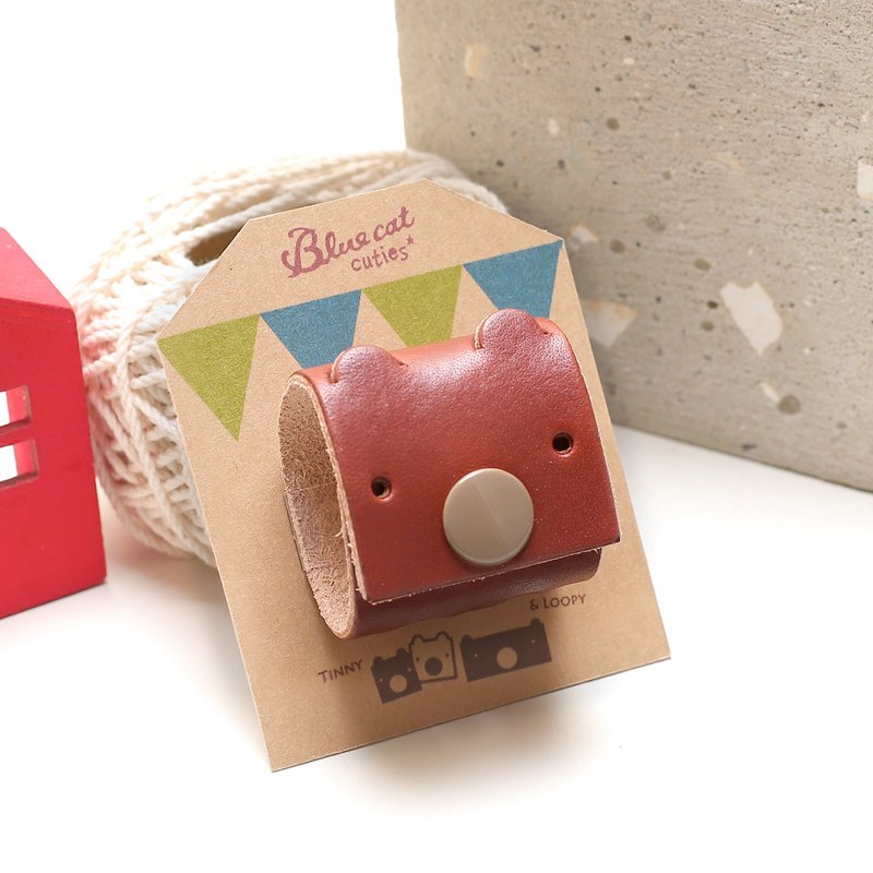 咖啡色 大只的Tinny 真皮革手工 USB-C 2米 集线器 - 卷线器/电线收纳 - 真皮 咖啡色