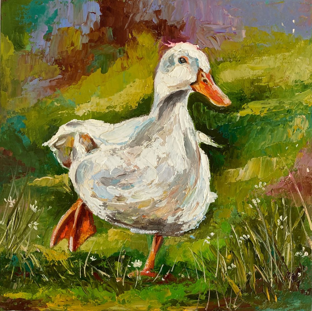Goose oil painting Goose wall Art Bird Artwork Oil Painting animals - 海报/装饰画/版画 - 其他材质 多色