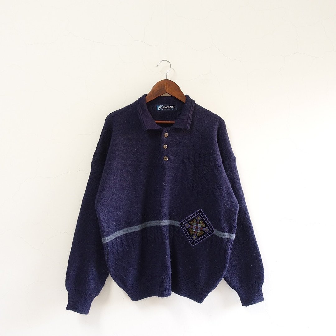 │Slowly│ 深蓝/古着毛衣 │vintage.复古.文艺 - 男装针织衫/毛衣 - 聚酯纤维 多色