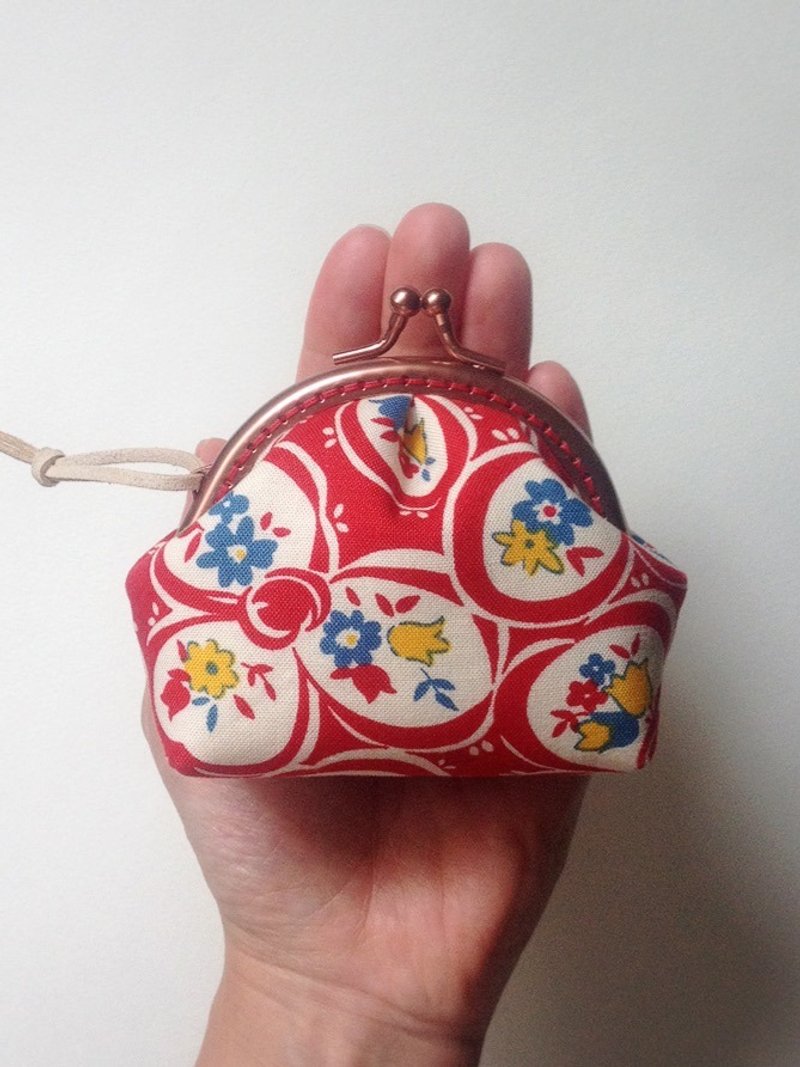 hm2。红 旗袍花。口金包 - 零钱包 - 棉．麻 红色