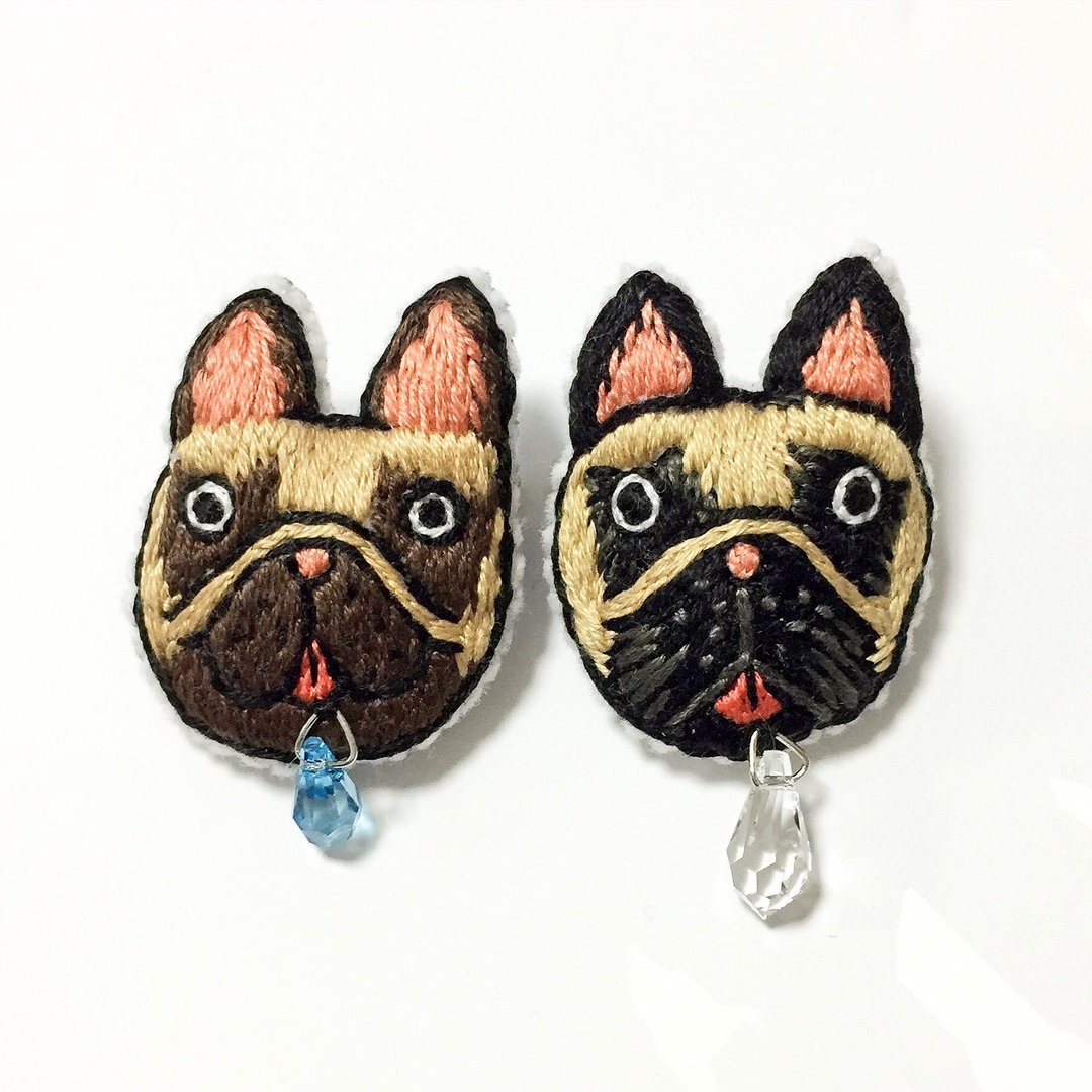 【Order items】 Yodare dog &amp; wrestler 3 &amp; dachshund - 胸针 - 羊毛 黑色