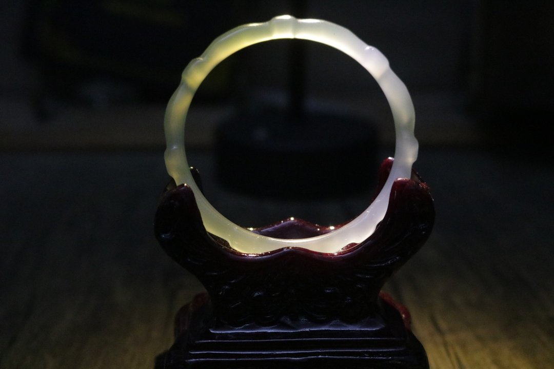 竹节冰种青色玉髓手镯天然石古风手环 - 手链/手环 - 半宝石 绿色