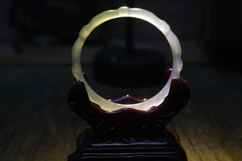 竹节冰种青色玉髓手镯天然石古风手环 - 手链/手环 - 半宝石 绿色