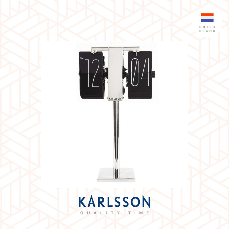 荷兰Karlsson, Flip clock No Case mini black, chrome stand - 时钟/闹钟 - 其他金属 黑色