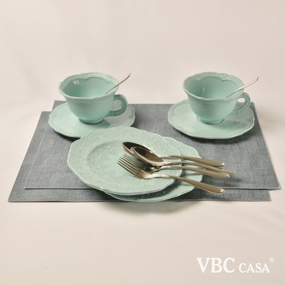 【超值优惠】意大利VBC casa-手工浮雕蕾丝系列双人12件礼盒套组 - 盘子/餐盘/盘架 - 陶 多色