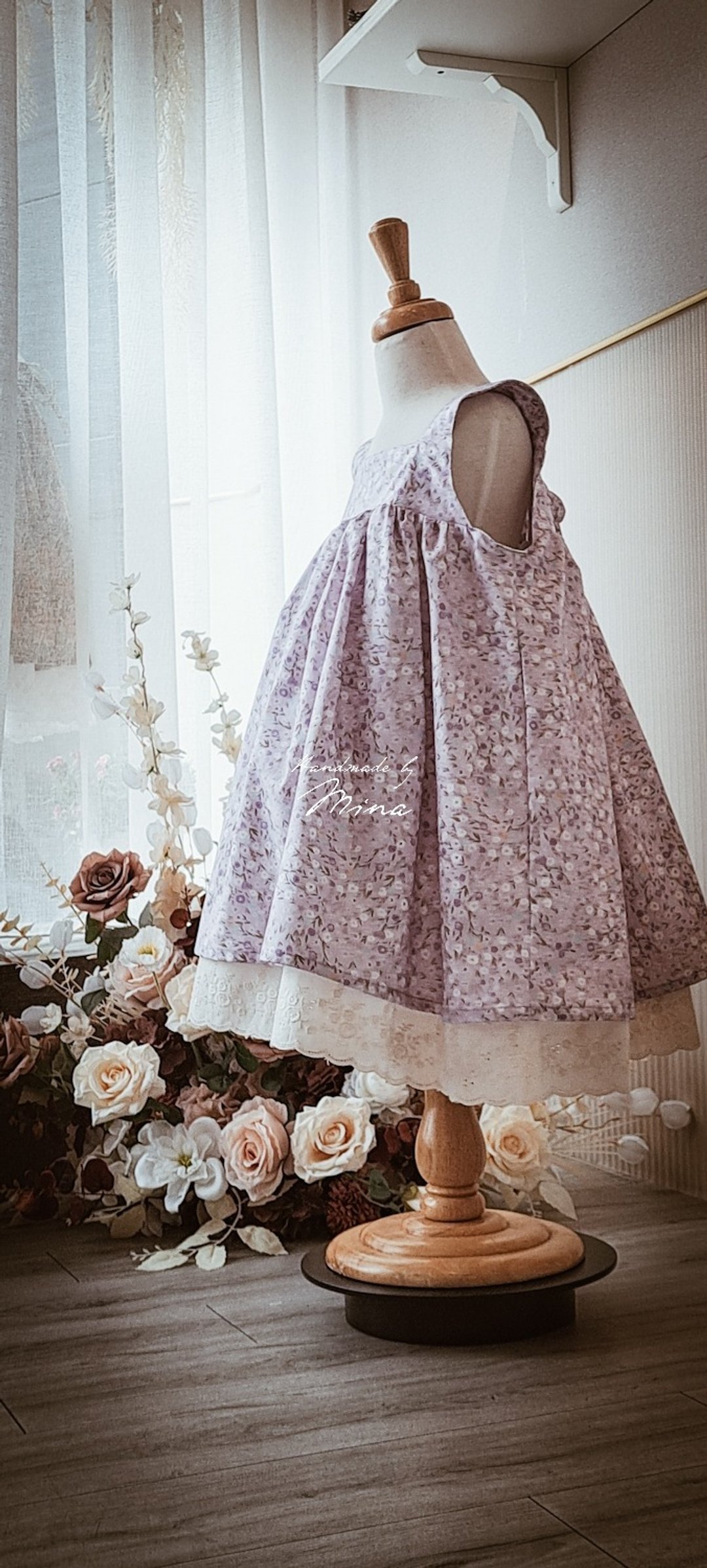Handmade by Mina 漫漫小玫瑰花园澎澎裙小肩款洋装 赠礼盒 - 童装裙 - 棉 多色
