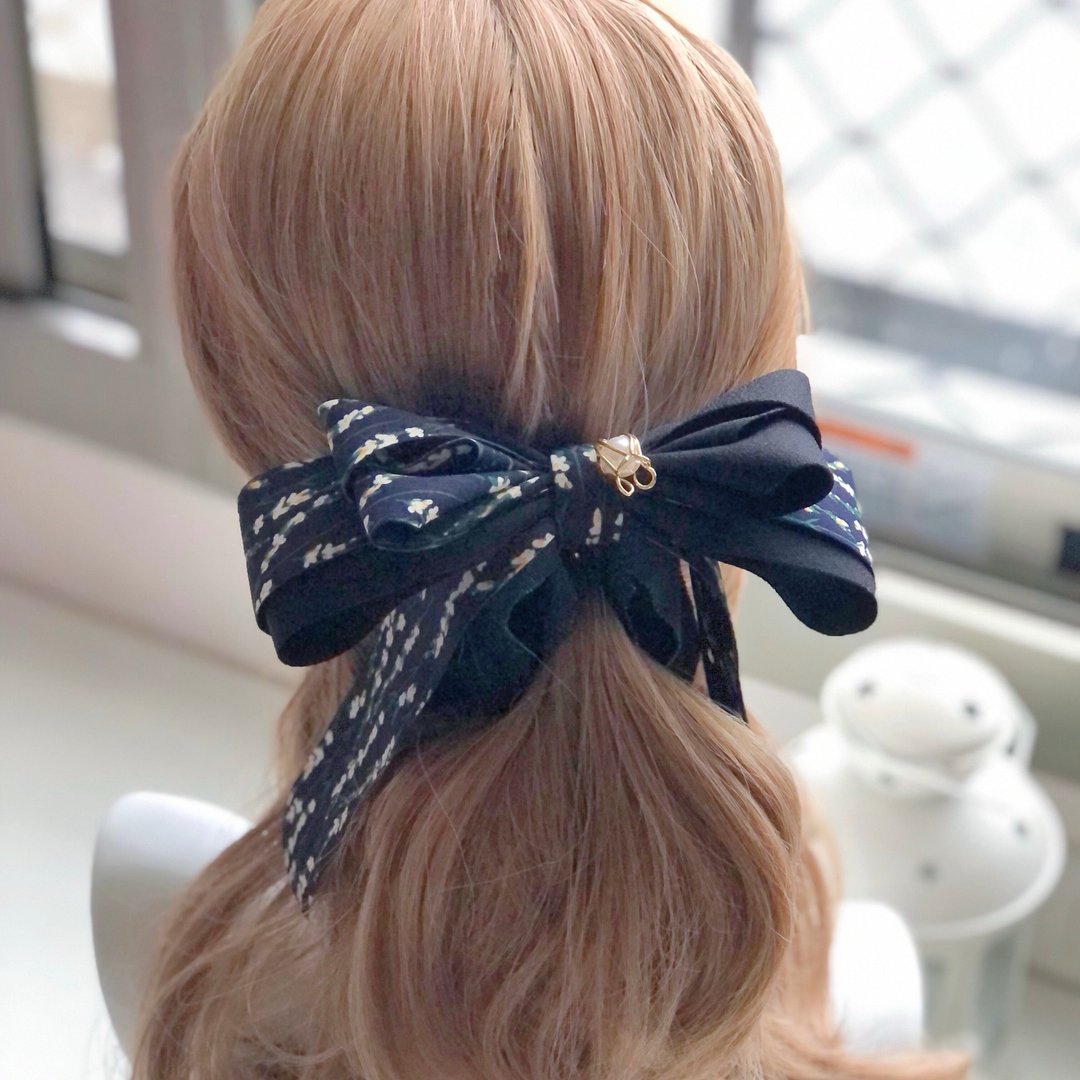 独家款古典立体蝴蝶结相交夹香蕉夹仙女夹发夹-黑色 - 发饰 - 其他材质 黑色