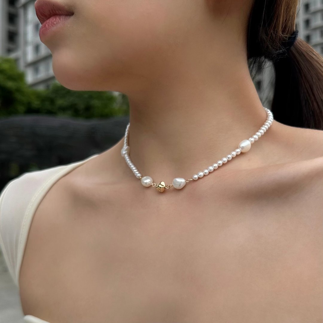 Affection 巴洛克淡水珍珠项链・・定制化 - 项链 - 珍珠 金色