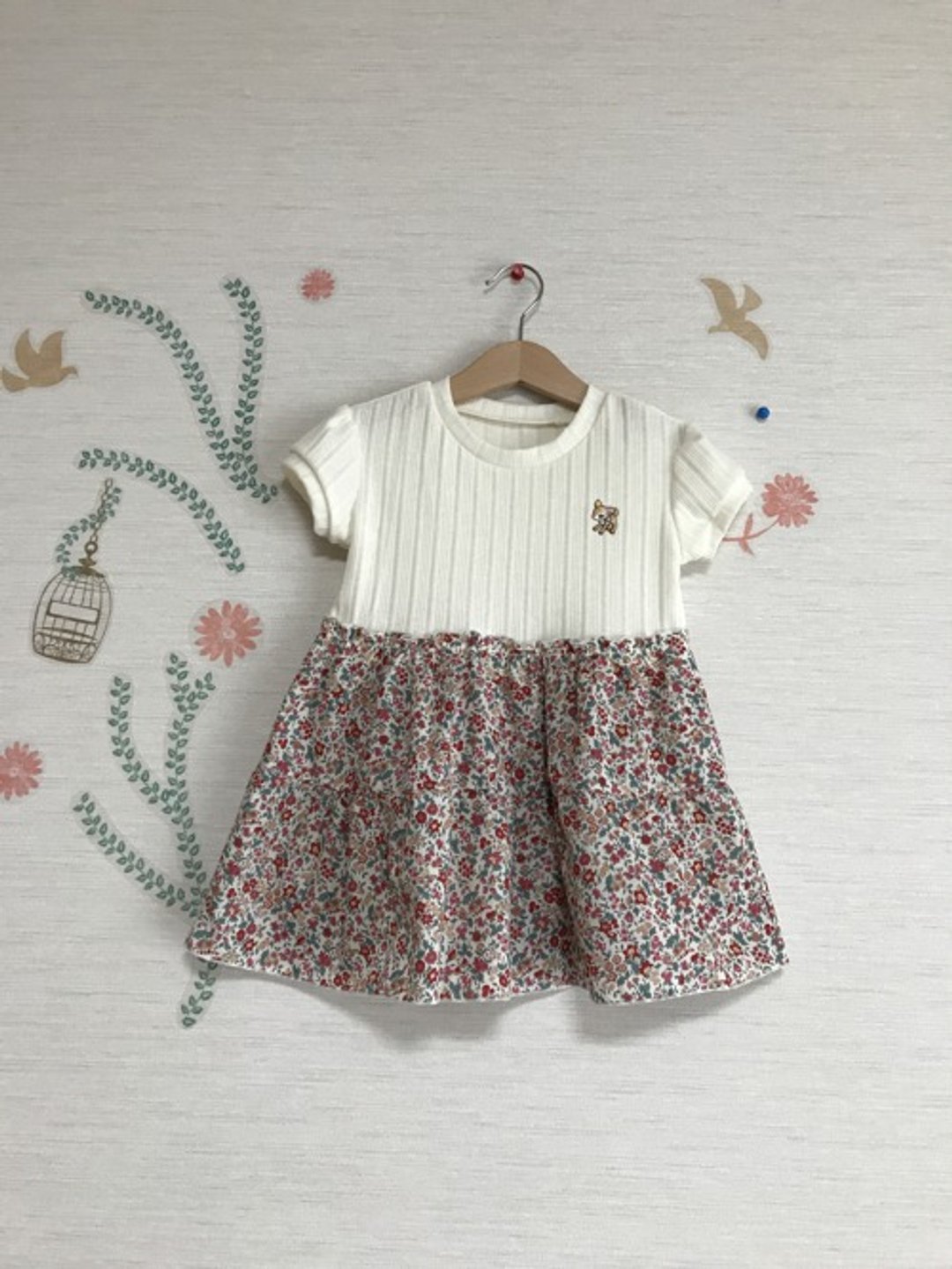 Puff sleeve T shuffle dress 100% cotton - 童装礼服/连衣裙 - 棉 白色
