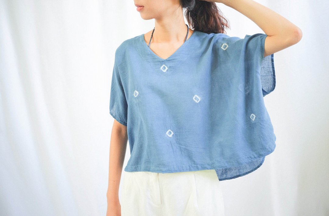 Kram is a color of the sea :: Ray Tops :: Natural Indigo. - 女装上衣 - 棉 蓝色