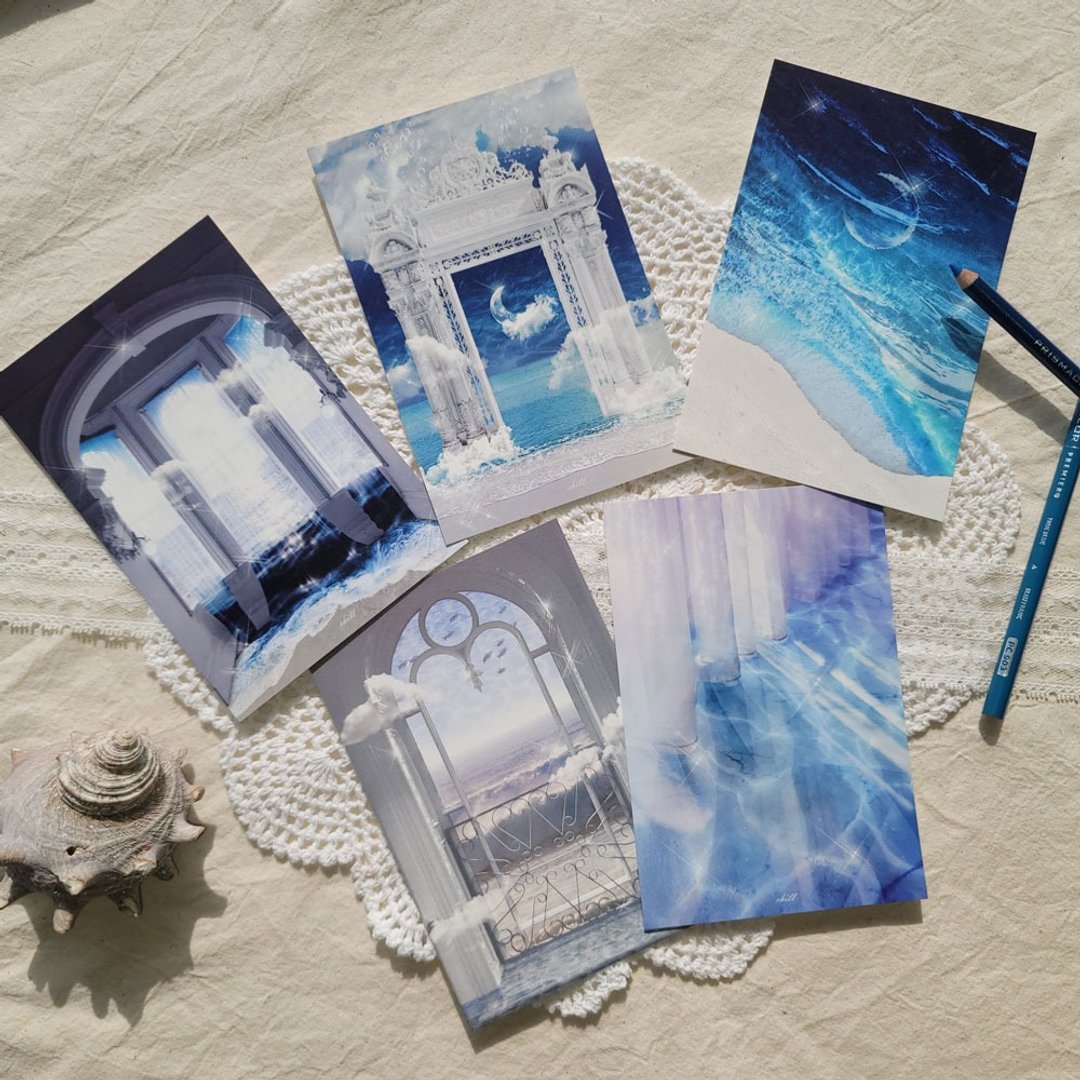 Aqua memoria 明信片套组 - 卡片/明信片 - 纸 蓝色