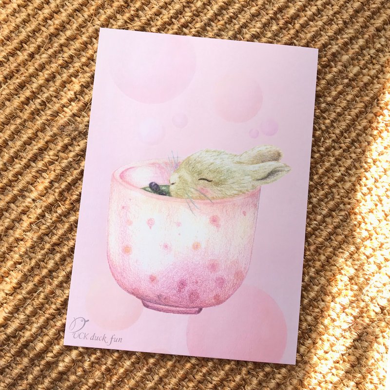 抹茶红豆兔 明信片 卡片 - 卡片/明信片 - 纸 粉红色