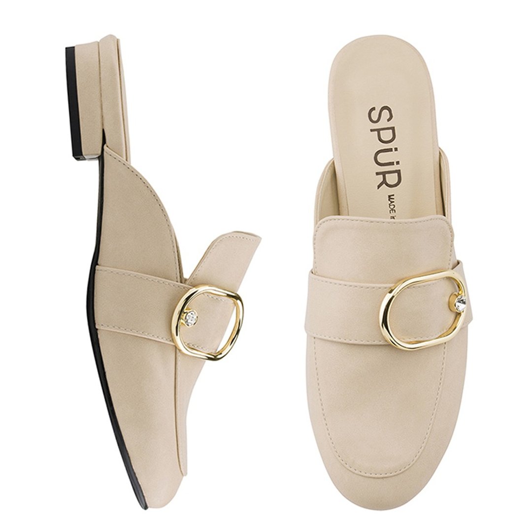 PRE-ORDER SPUR 圆头闪石扣休闲穆勒鞋 OS7044 BEIGE - 女款休闲鞋 - 人造皮革 