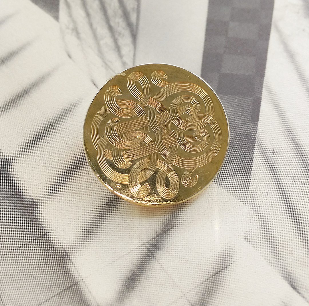 【西洋古董饰品】 金色调 花体纹 围巾夹 丝巾扣 丝巾夹 - 其他 - 其他金属 金色