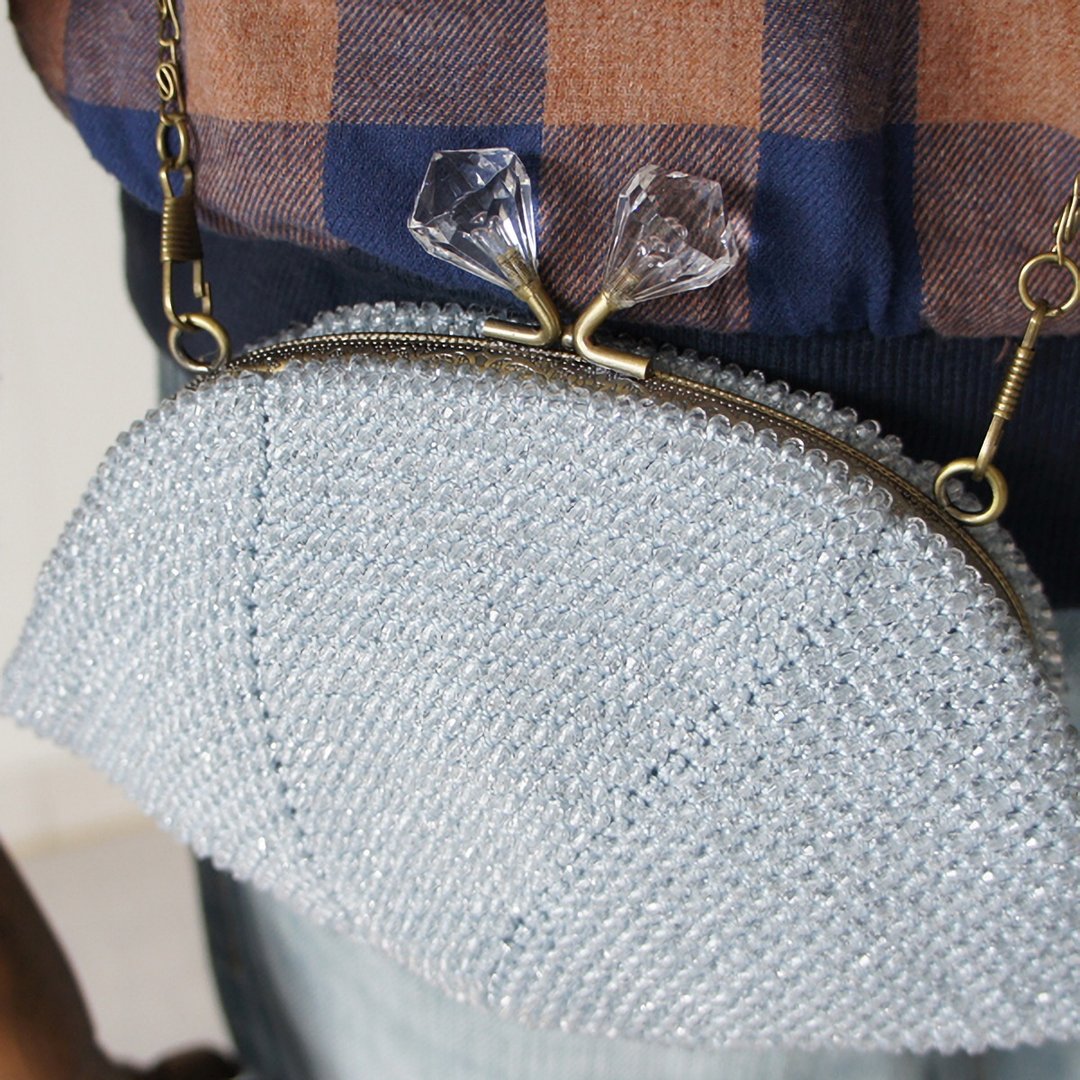 Ba-ba handmade  Acrylic beads crochet petit-bag No.1324 - 手提包/手提袋 - 其他材质 蓝色