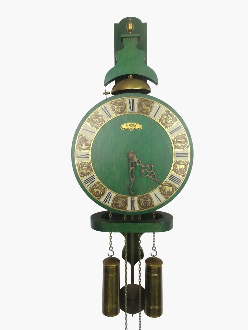 复古钟表 古董 Zodiac Warmink 荷兰 中世纪 老木制 独特 大型 - 时钟/闹钟 - 木头 绿色