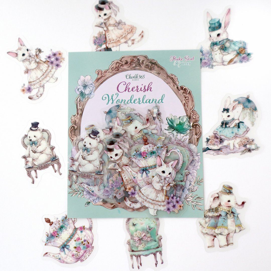 【Cherish Wonderland】哑光PET 贴纸包 24枚 - 贴纸 - 防水材质 绿色