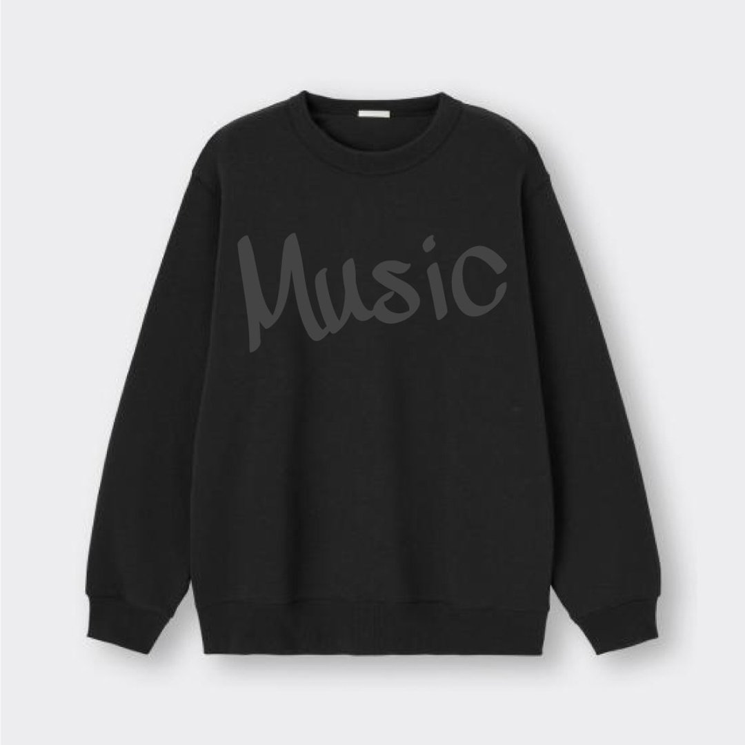 可客制上名字 经典Music文字 纯棉大学T 长袖棉T 音楽 おんがく - 男装上衣/T 恤 - 棉 