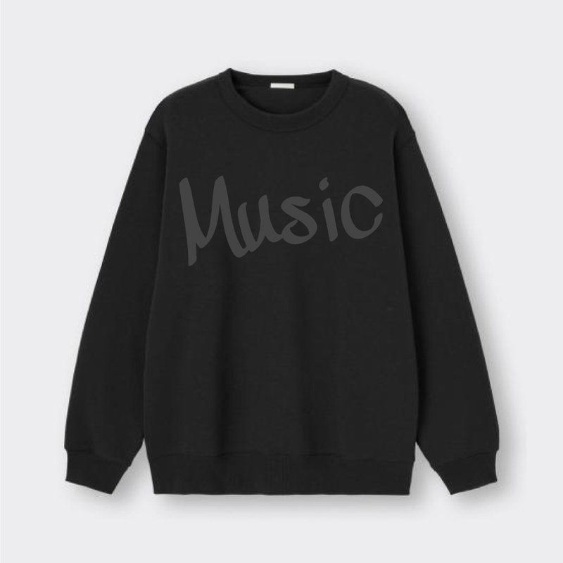 可客制上名字 经典Music文字 纯棉大学T 长袖棉T 音楽 おんがく - 男装上衣/T 恤 - 棉．麻 