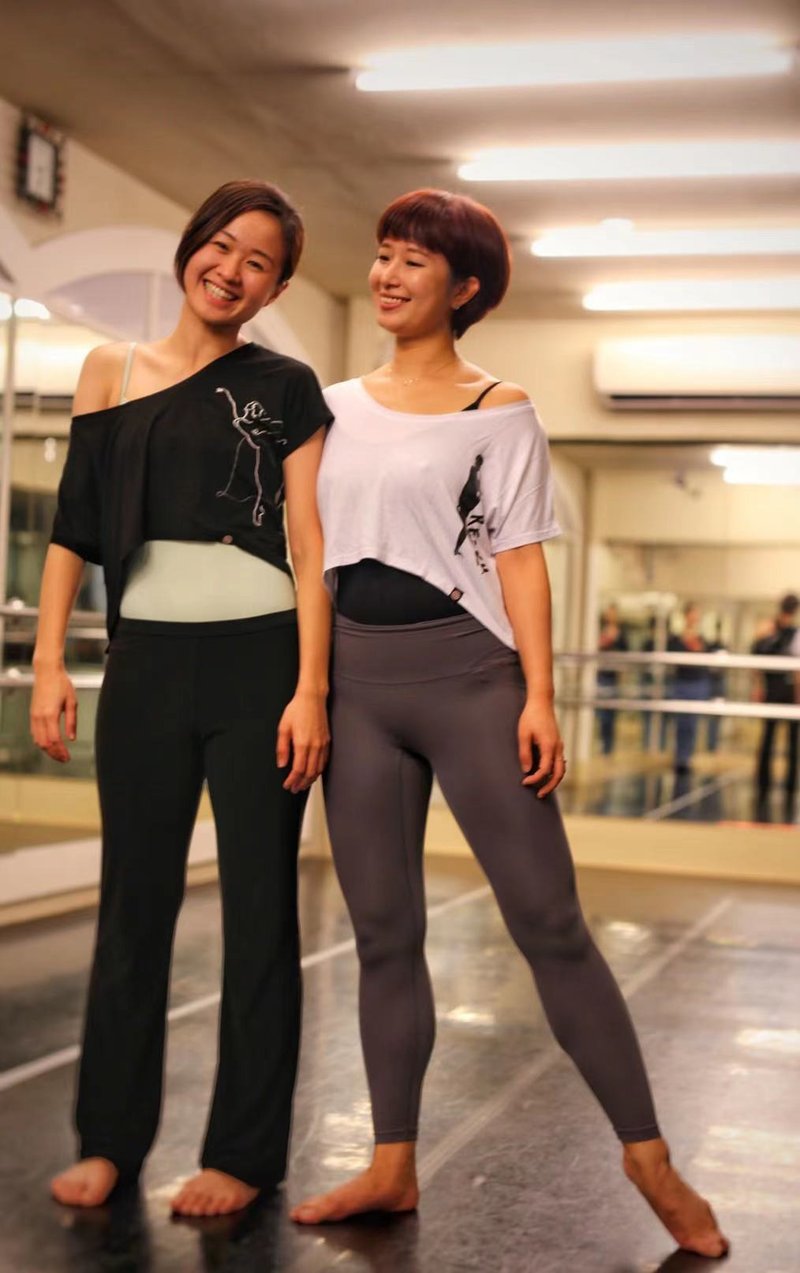 【芭蕾舞者系列】垂坠风 宽领短袖芭蕾舞蹈T恤上衣 - 女装上衣 - 棉．麻 多色