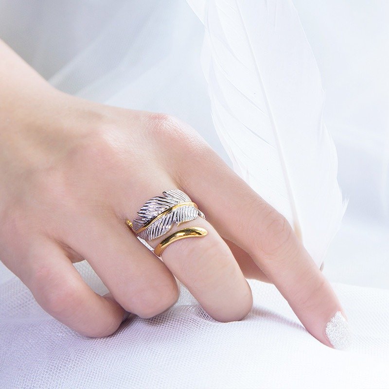 Angel Trace Ring (2 Tones) - 戒指 - 其他金属 银色