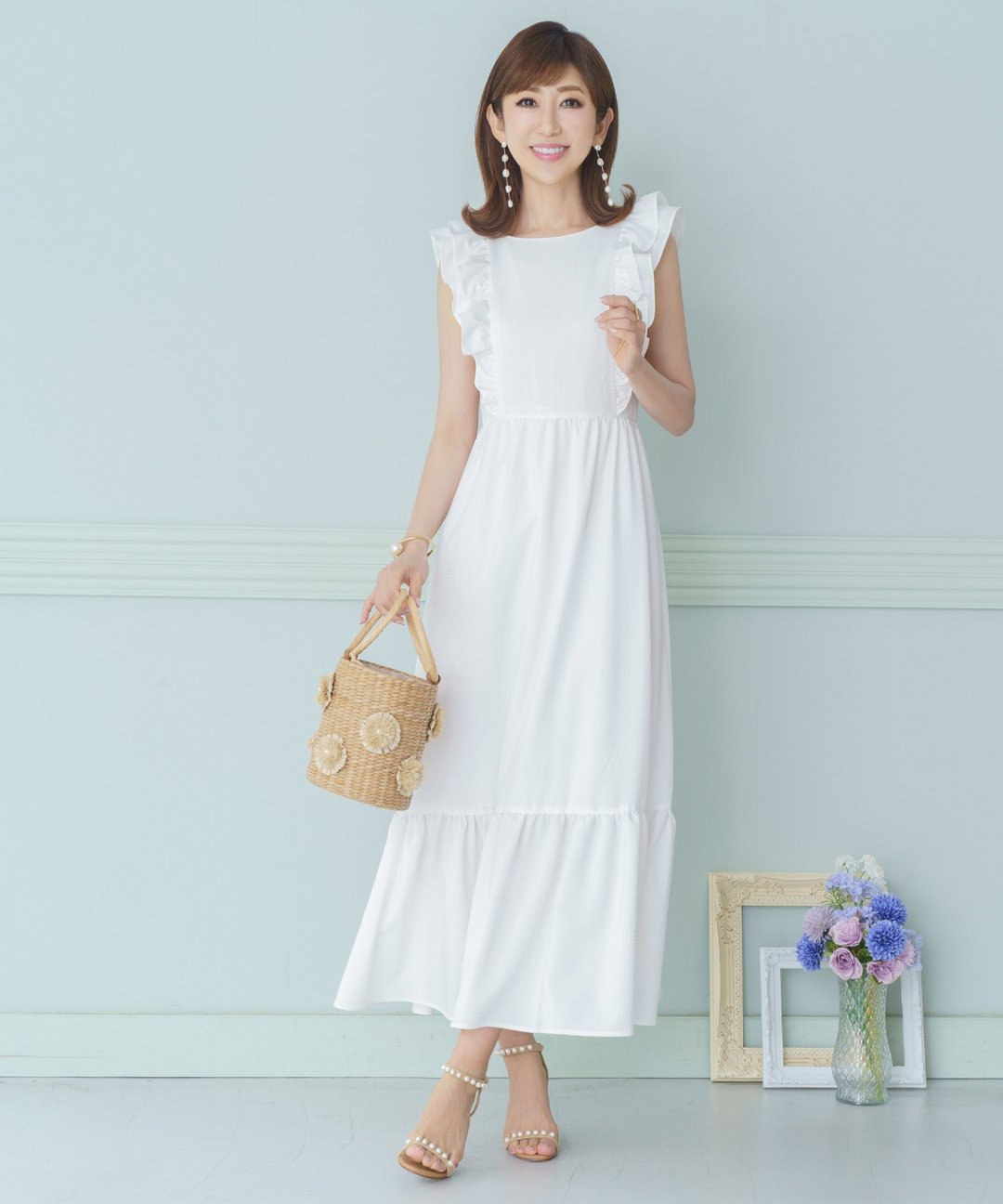 One Piece Shear Soccer Material Frill Design / Prima Scherrer - 洋装/连衣裙 - 棉 白色