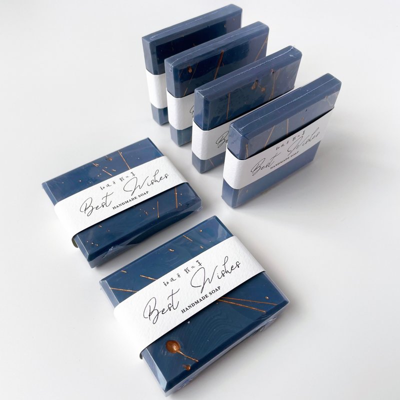 快速出货|大理石纹鎏金手工皂-深蓝60g|防疫实用婚礼小物礼赠品 - 肥皂/手工皂 - 其他材质 蓝色