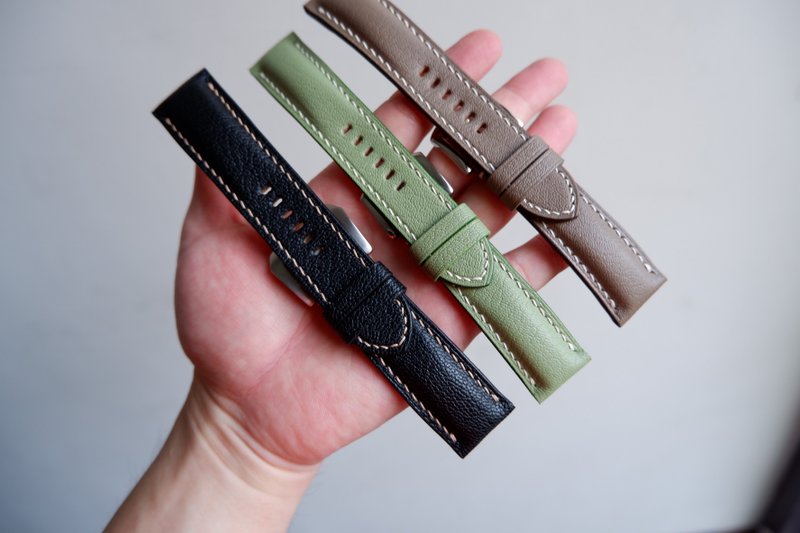 酪绿色山羊皮 表带 手工表带 订制表带 定制表带 - 表带 - 真皮 绿色
