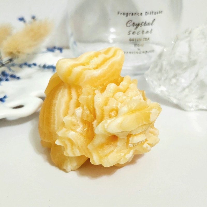 背元宝黄方解石龙龟/招财/增健康之水晶 - 摆饰 - 玉石 黄色