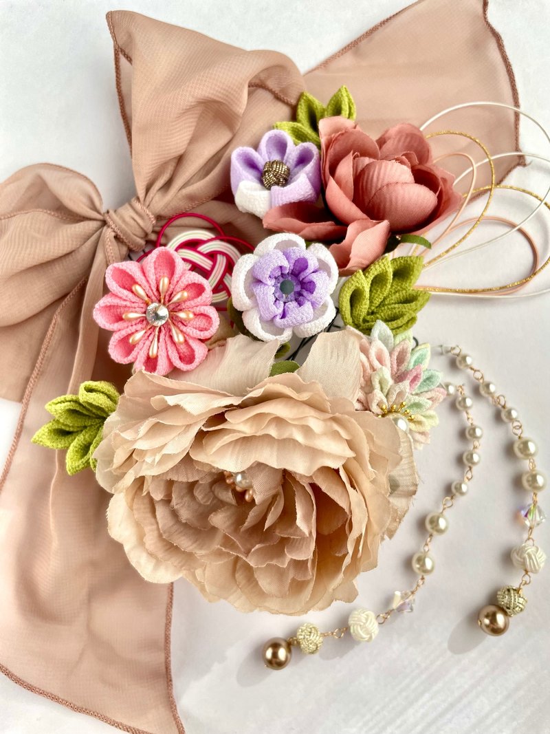 花束发夹套装 粉红色 紫色 成人仪式 新娘派对 正式场合 - 发饰 - 聚酯纤维 粉红色