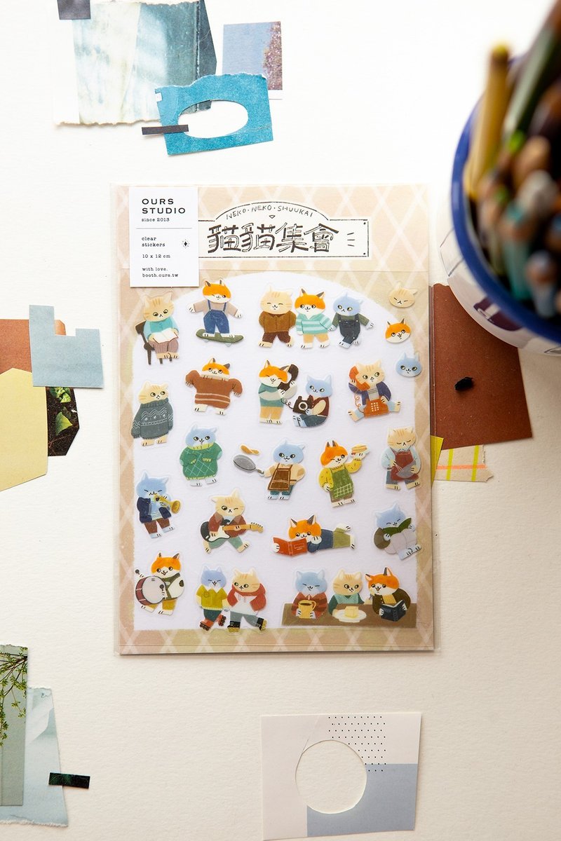 猫猫集会 透明贴纸 - 贴纸 - 塑料 多色