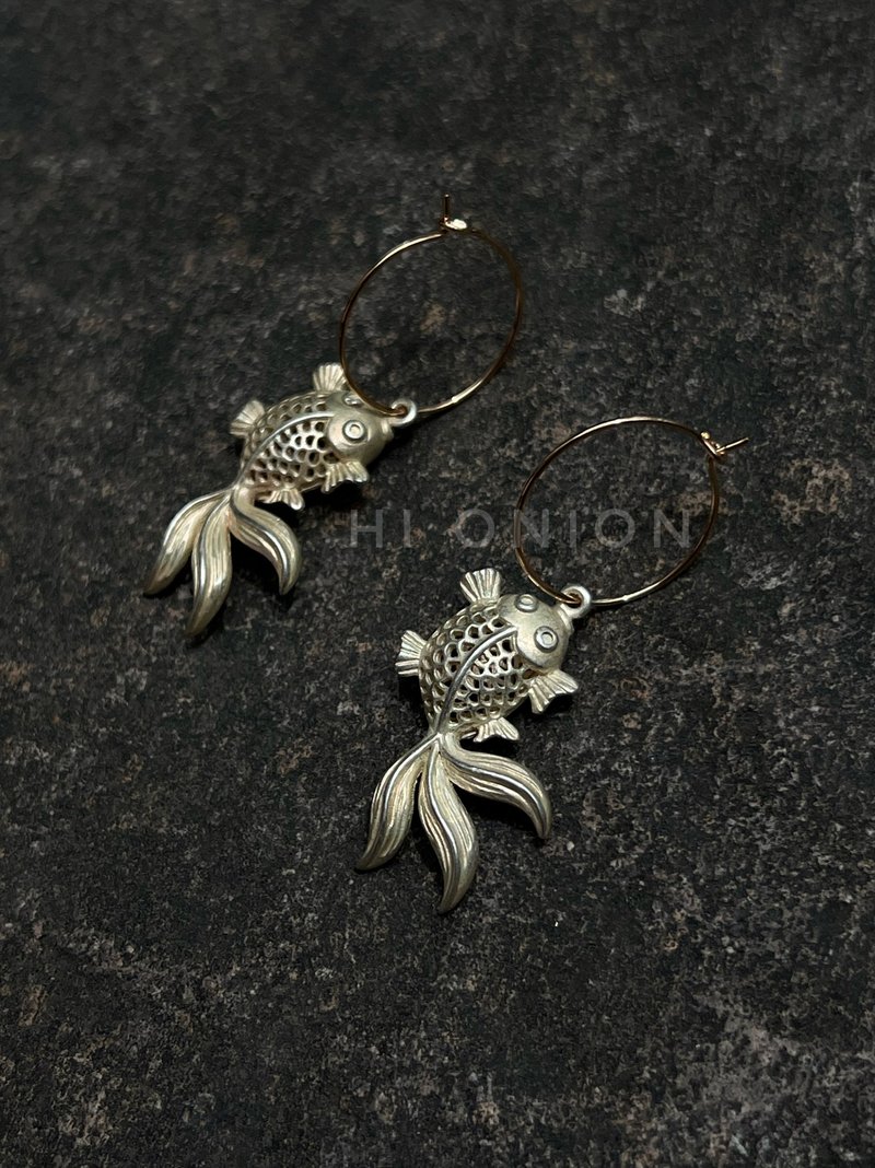 Hi Onion梦鲤原创小众设计复古镂空锦鲤耳环新中式耳夹个性民族风 - 耳环/耳夹 - 其他材质 