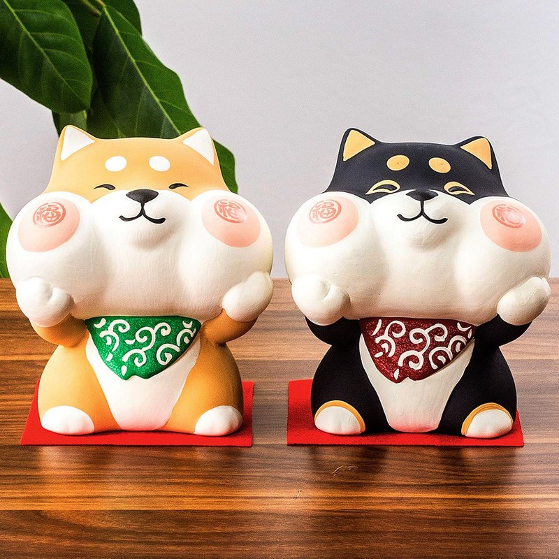 日本进口龙虎作陶土手绘可爱柴犬狗存钱罐陶瓷摆件家居饰品工艺品 - 储蓄罐 - 陶 