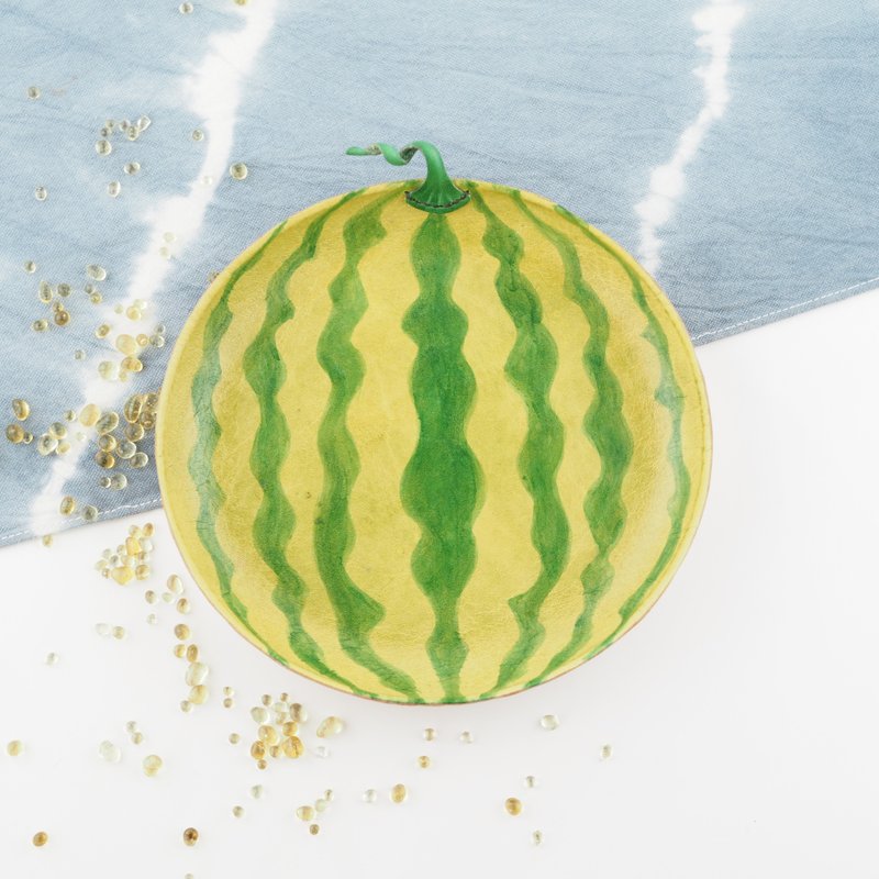 西瓜皮革盘 首饰盘 糖果盘 绿色 - 摆饰 - 真皮 绿色