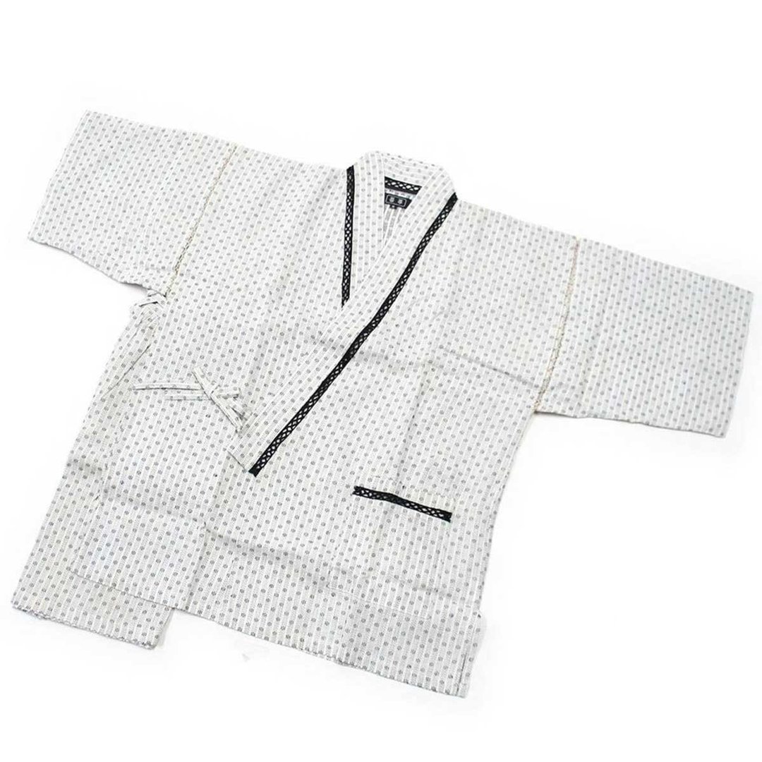 日本 和服 男士 甚平 休闲服 睡衣 成套组 绵 M - 居家服/睡衣 - 棉 白色