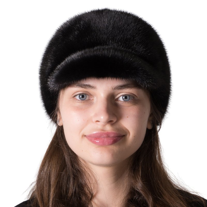 女士皮草帽 Jockey 冬季真皮草帽 奢华貂皮帽 俄罗斯皮草帽 - 帽子 - 纸 黑色