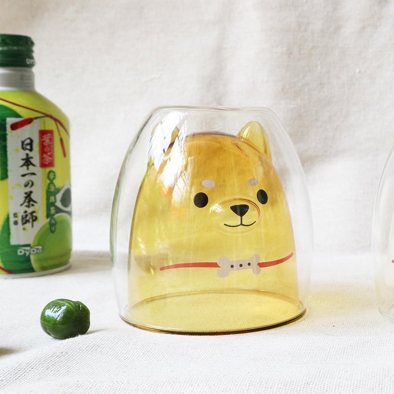 柴犬双层玻璃杯-透黄 - 玻璃杯 - 玻璃 透明